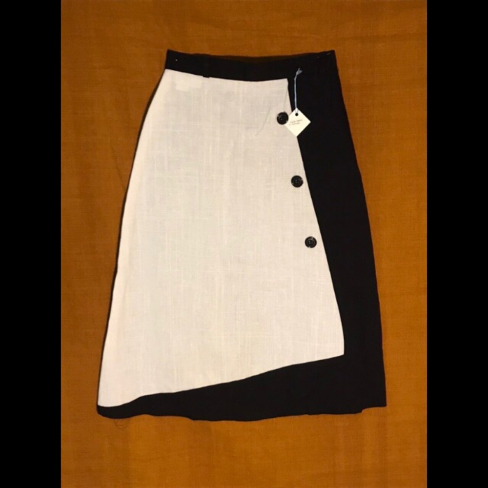 Vintage 80s linen A-line skirt S